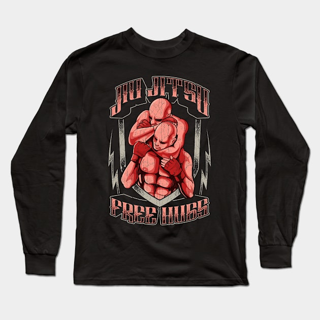 Jiu Jitsu Free Hugs Funny BJJ Pun Martial Arts Long Sleeve T-Shirt by theperfectpresents